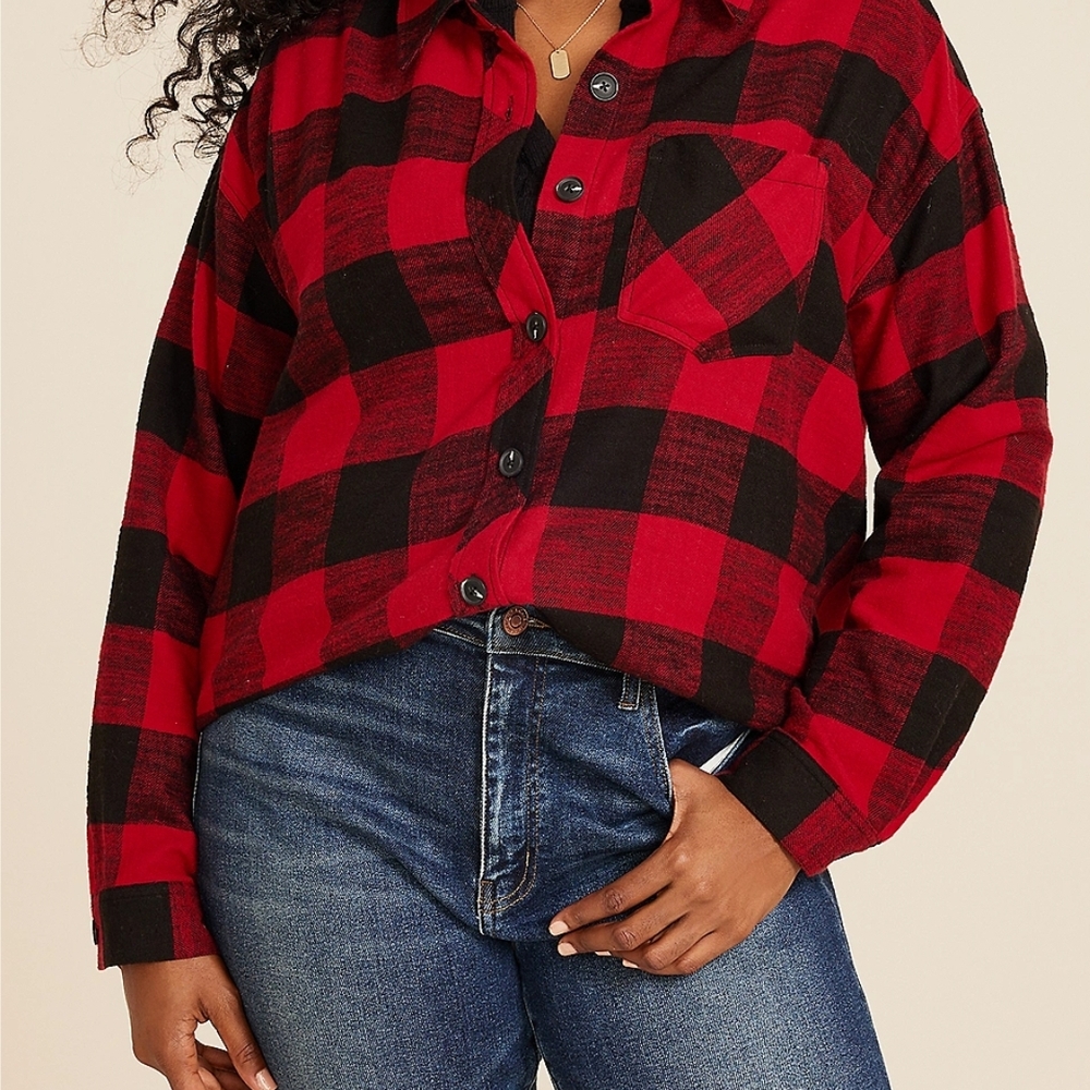 Plaid Red and Black Women's Top